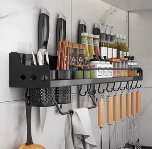 Multi-Functional, Wall-Mounted Kitchen Organizer Rack