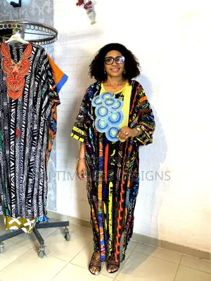 Stoned Net Ankara Gown With Embroidery