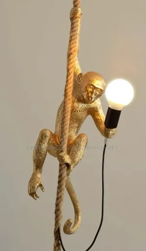 Modern Led Art Monkey Pendant Light Resin Simian Lamp for Living
