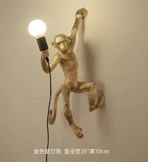 Vintage Monkey Lamp Resin Pendant Lights Animal Hemp Rope Pendant Lamp