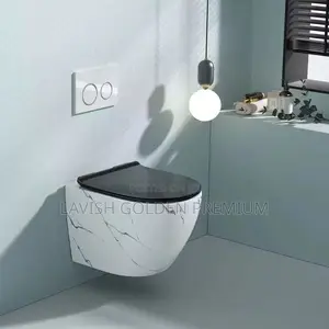 White Marble Wall-Hung Concealed Toilet
