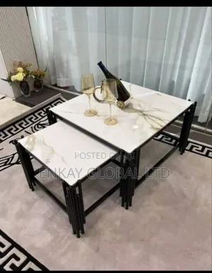 Marble Top Imported Center Table and Side Stool