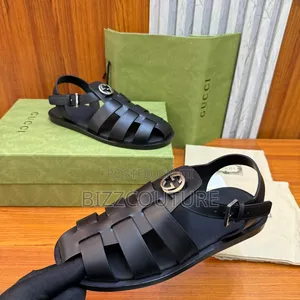 Original Gucci Interlocking G Leather Sandals Available in Store