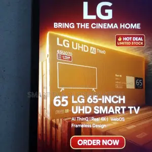 65 Inches Smart Tv With Building Showcasing Apps Seamlessly Ai Thinq