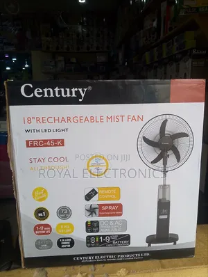 Brand New Century 18" Inches Rechargeable Mist Fan With Led Light