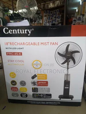 Brand New Century Rechargeable Mist Fan 18 Inches With Led Light