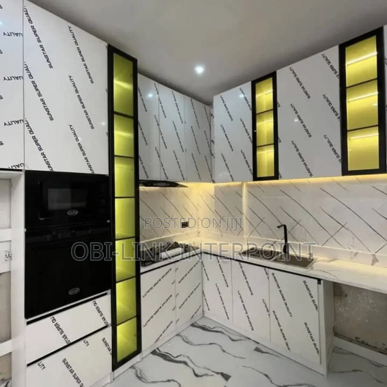 Kitchen Cabinet With Marble Lights