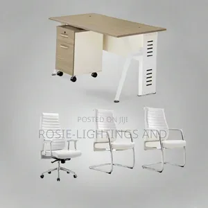 1.2 Metre Office Table and White Swivel Chair With 2 Visitor Chairs