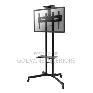 Adjustable Mobile Tv Stand With Wheels and Shelf