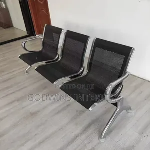 3-Seater Metal Waiting Chair – Office, Reception Hospital Black