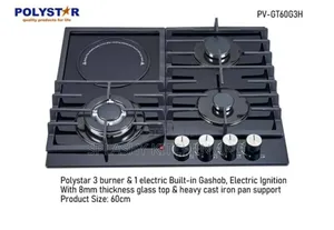 Polystar 3 Burners and 1 Electric Built-in Gas Hob