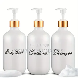 White and Gold Soap and Shampoo Dispenser Bottles