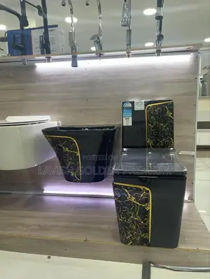 Premium Black Gold Toilet Seat With Hanging Wash Hand Basin