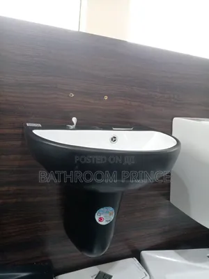 Black and White Wall Hung Basin and Pedestal