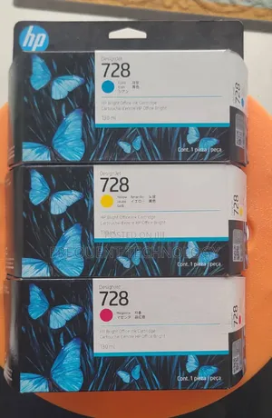 Hp Designjet 728 Ink Cartridges (Cyan, Yellow, Magenta)