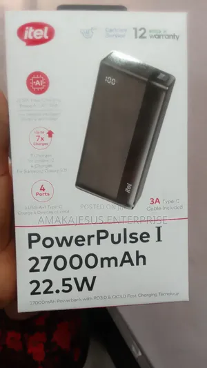 Itel 27,000mahs Power Bank 22.5w
