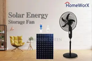 Homeworx 18inchs Solar Rechargeable Standing Fan With Sola Panel