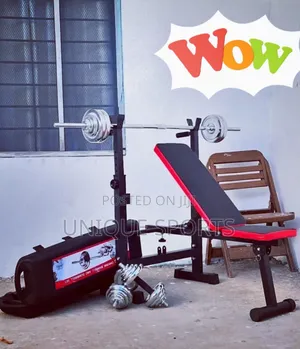 Complete Home Gym Set - Adjustable Bench, Barbell Dumbbells