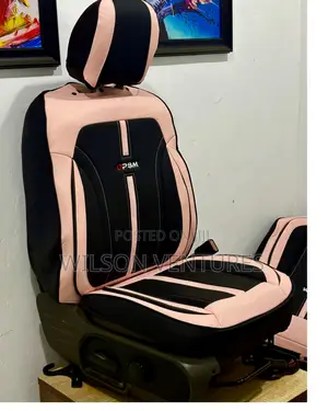 Pink And Black Leather Car Seat Cover 5 Seater