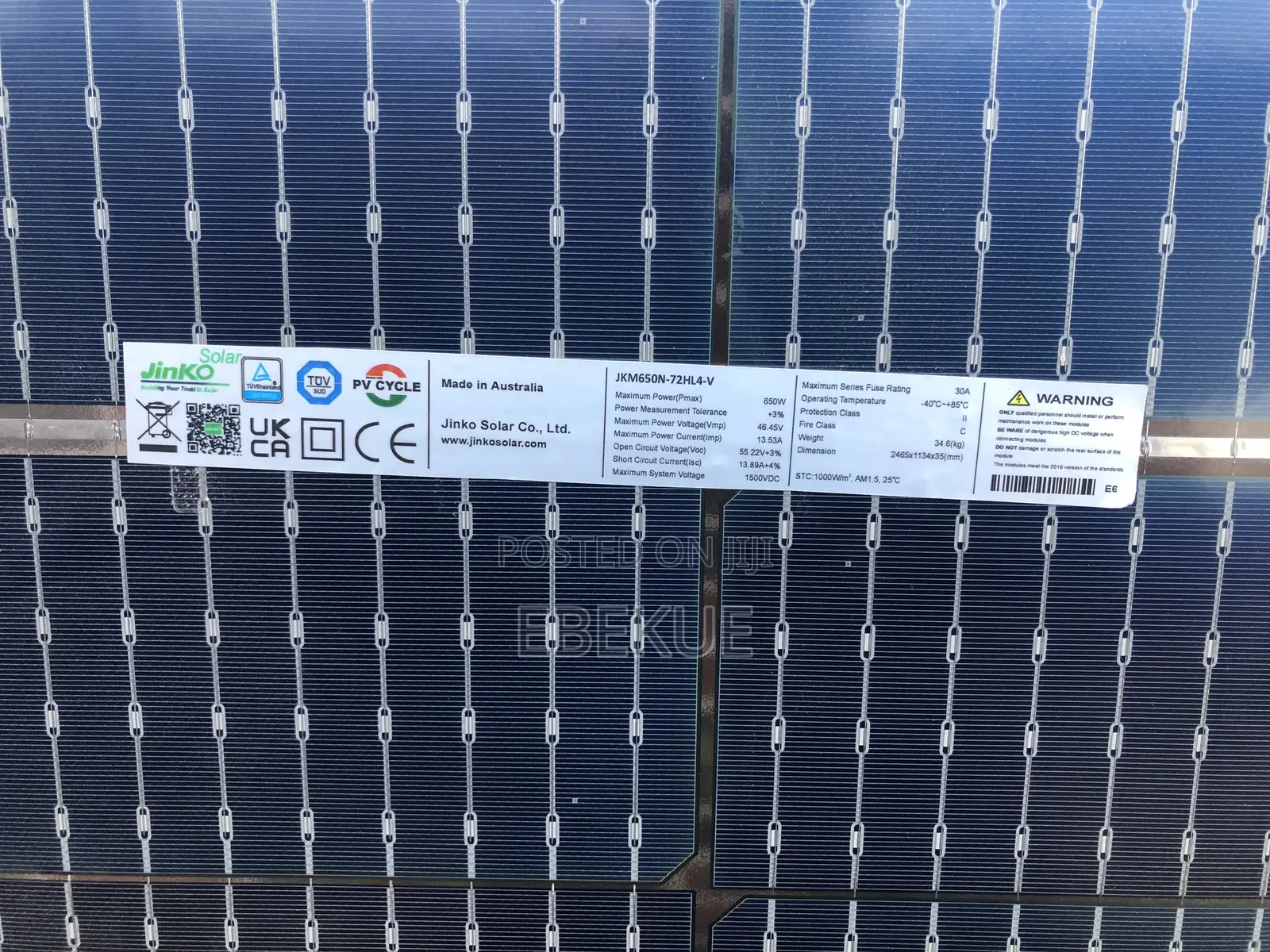 650w Jinko Solar Panel