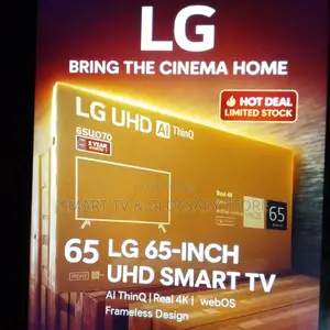 65 Inches Smart Tv With Building Showcasing Apps Real 