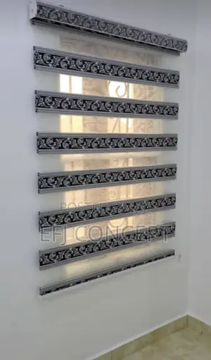 Attractive White Colored Floral Design With Black Background D/N Blind