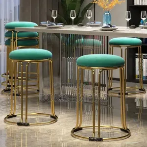 Luxury Gold Round Metal Morden Stackable Dinning Stool Chair.