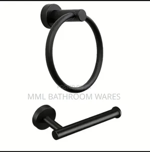 Modern Stainless Steel Towel Ring and Toilet Roll Holder Combo