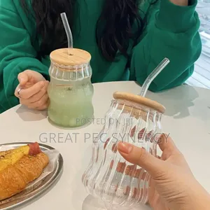 Glass Cup With Straw & Bamboo Cover