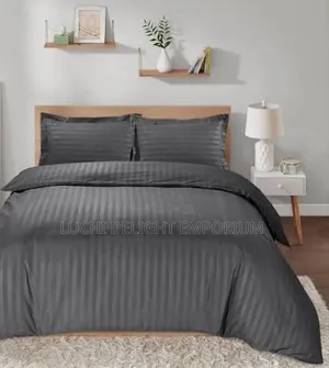 American Striped Gray Duvet Bedsheet And Pillowcase
