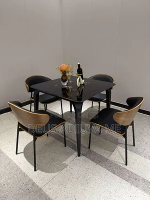Black Dining Table Set for 4 People