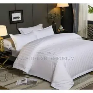 Complete Set White Stripe Duvet-Bedsheet and Pillowcase( 6x6 6x7 7x7)