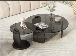 Modern Round Glass Center Table Set (2 in 1)