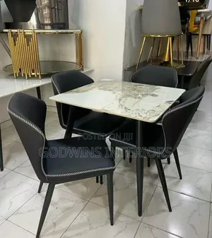 Luxury 4-Seater Dining Set With Marble Top Table