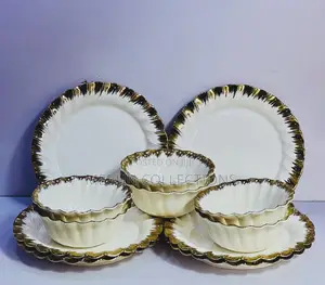 Dinner Plate With Gold Trim 6pcs Plate