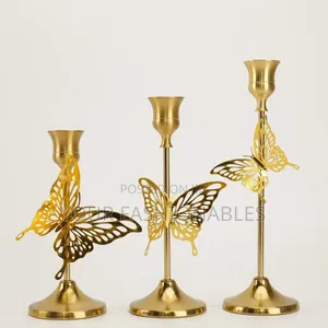 Elegant Gold Butterfly Candle Stand Set/ Candle Holder