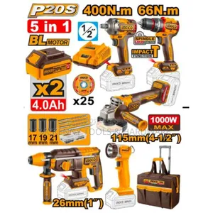 Ingco 20v 5 Pcs Cordless Industrial Combo Kit