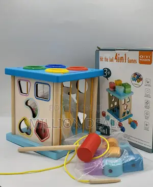 4 in 1 Wooden Hit the Ball Kids Game Toy Ages 3+