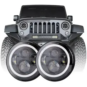 7-Inch Angel Eye LED Headlights for Jeep Wrangler Hummer H3