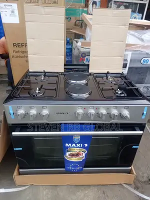 Maxi Gas Cooker 60x90 (4 Gas + 2 Electric) – Black Grey