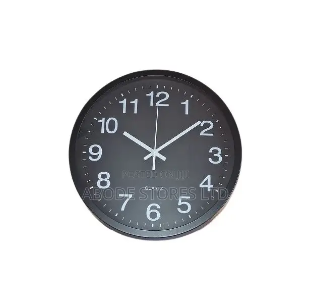 12 Inch Aluminium Wall Clock- Black