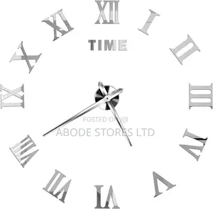 Large Roman Numeral Diy Wall Clock Silver 100cm