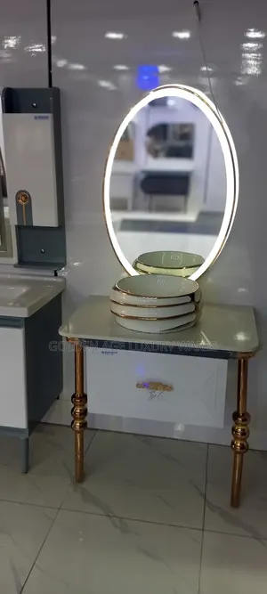 80cm White and Gold Cabinet Basin