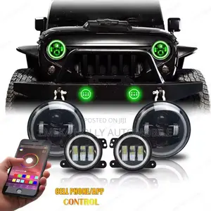 RGB LED Headlights Fog Lights Combo Kit for Jeep Wrangler