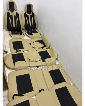 Complete 7 Seater Car Seat Cover For Toyota Highlander Milk And Black