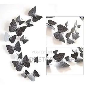 12pcs PVC 3d Butterfly Wall Decor Butterflies Black