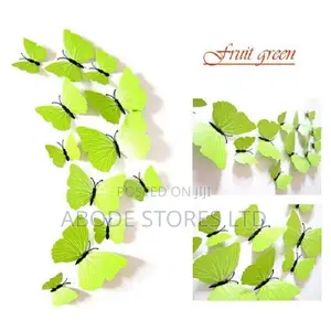 Green 3d Butterfly Wall Sticker - 12pcs