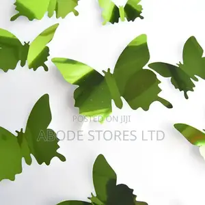 3d Mirror Wall Butterflies Stickers Green