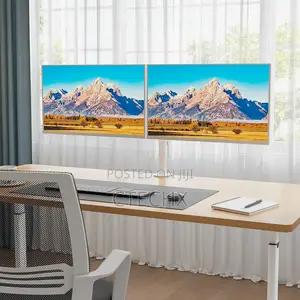 Dual Monitor Stand for 13-27 Inch Screens, Height Adjustable White