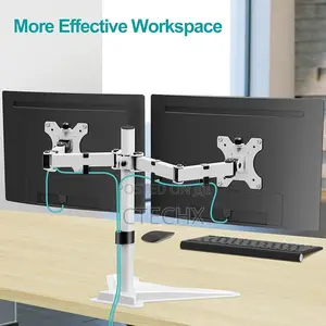 Dual Monitor Stand for 13-27 Inch Screens, Height Adjustable White